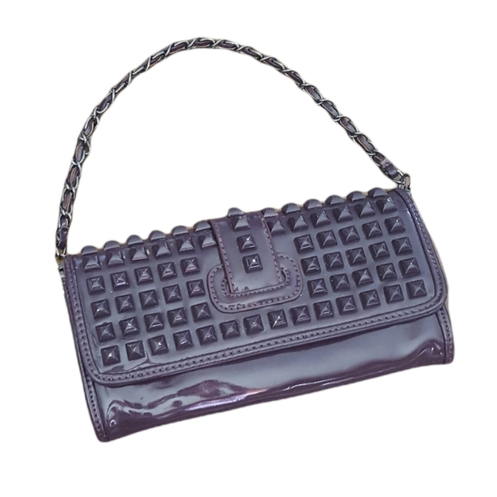 Navoh - Purple Patent Studded Chain Strap Handbag